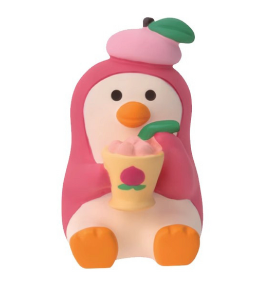 Peach Series Figurine - Penguin Drinking Peach Juice 🍑🐧