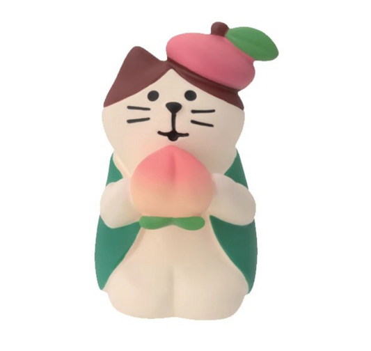 Peach Series Figurine - Cat Eating Peach 🍑🐱