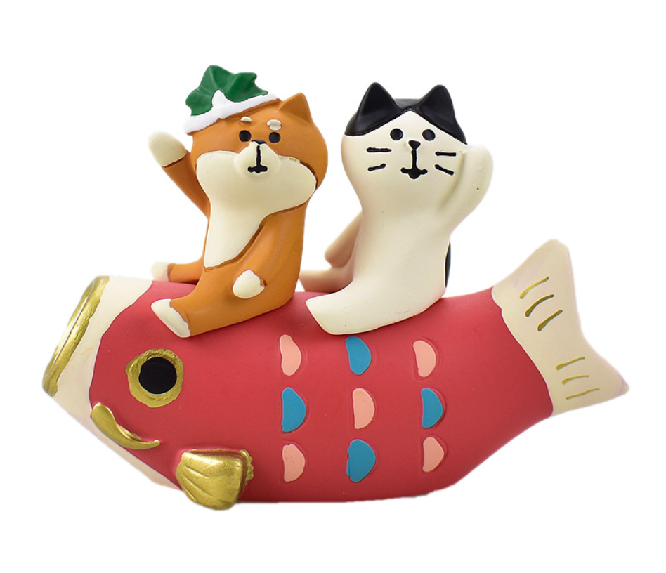 Dragon Boat Festival Themed - Leaping Fish Shiba Inu and Cat Figurine 🐟🐕🐱